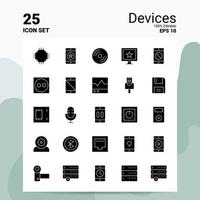 Conjunto de iconos de 25 dispositivos 100 archivos editables eps 10 ideas de concepto de logotipo de empresa diseño de icono de glifo sólido vector