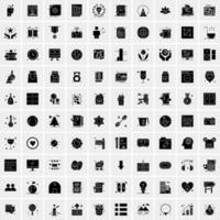 Set of 100 Universal Solid Icons vector