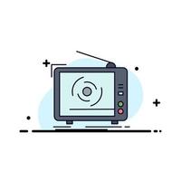 tv ad advertising television set Flat Color Icon Vector