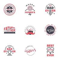 Happy Fathers Day 9 Black and Pink Vector Element Set Ribbons and Labels Editable Vector Design Elements