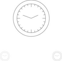 reloj de pared de tiempo de oficina conjunto de iconos de línea negra audaz y delgada vector