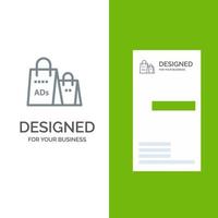 Advertising Bag Purse Shopping Ad Shopping Grey Logo Design and Business Card Template vector