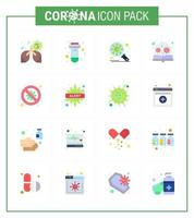 16 Flat Color coronavirus epidemic icon pack suck as virus loupe bacteria learning virus viral coronavirus 2019nov disease Vector Design Elements