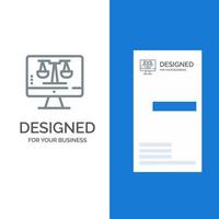 Digital Law Online Computer Technology Screen Grey Logo Design and Business Card Template vector