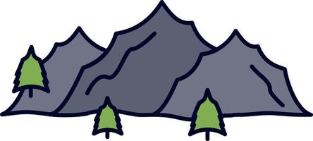 paisaje de montaña colina naturaleza árbol color plano icono vector