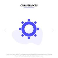 Our Services Cogs Gear Setting Solid Glyph Icon Web card Template vector