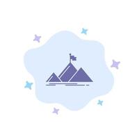 Success Mountain Peak Flag  Blue Icon on Abstract Cloud Background vector