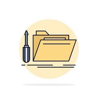 folder tool repair resource service Flat Color Icon Vector