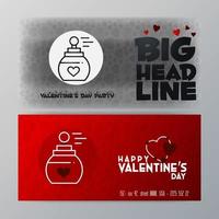 Valentines Day Big Banner Template Red Background vector