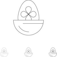 Boiled Boiled Egg Easter Egg Food Bold and thin black line icon set vector