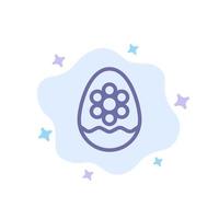 Egg Decoration Easter Flower Plant Blue Icon on Abstract Cloud Background vector