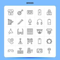 OutLine 25 Devices Icon set Vector Line Style Design Black Icons Set Linear pictogram pack Web and Mobile Business ideas design Vector Illustration