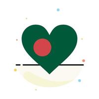 Heart Bangla Bangladesh Country Flag Abstract Flat Color Icon Template vector