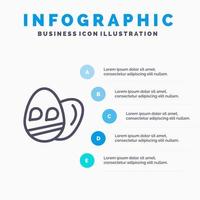 huevo, pascua, feriado, línea, icono, con, 5 pasos, presentación, infografía, plano de fondo vector