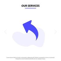 Our Services Arrow Up Back Solid Glyph Icon Web card Template vector