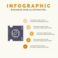 Cpu Microchip Processor Processor Chip Solid Icon Infographics 5 Steps Presentation Background vector