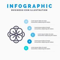 Anemone Anemone Flower Flower Spring Flower Line icon with 5 steps presentation infographics Background vector