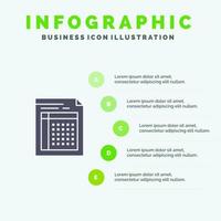 Audit Bill Document File Form Invoice Paper Sheet Solid Icon Infographics 5 Steps Presentation Background vector
