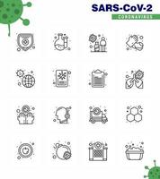 Corona virus disease 16 Line icon pack suck as infection disease transmission washing hands viral coronavirus 2019nov disease Vector Design Elements