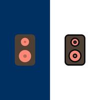 Speaker Woofer Laud  Icons Flat and Line Filled Icon Set Vector Blue Background