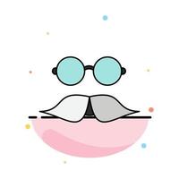 moustache Hipster movember glasses men Flat Color Icon Vector