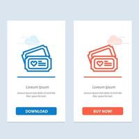 Ticket Love Heart Wedding  Blue and Red Download and Buy Now web Widget Card Template vector