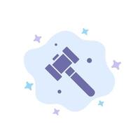 Construction Hammer Tool Blue Icon on Abstract Cloud Background vector