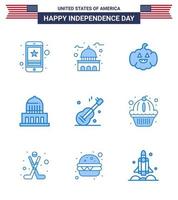 9 Blue Signs for USA Independence Day guiter landmark usa city usa Editable USA Day Vector Design Elements