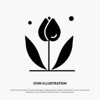 Flower Floral Nature Spring solid Glyph Icon vector