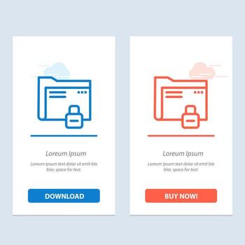Data Folder Password Protection Secure  Blue and Red Download and Buy Now web Widget Card Template vector