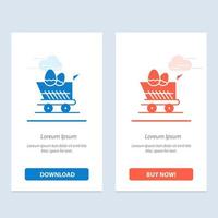Cart Trolley Easter Shopping  Blue and Red Download and Buy Now web Widget Card Template vector