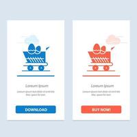 Cart Trolley Easter Shopping  Blue and Red Download and Buy Now web Widget Card Template vector