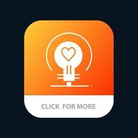 Bulb Love Heart Wedding Mobile App Button Android and IOS Glyph Version vector