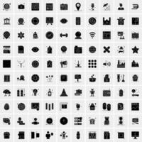 Set of 100 Universal Solid Icons vector