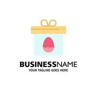 Gift Box Egg Easter Business Logo Template Flat Color vector