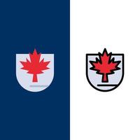 Security Leaf Canada Shield  Icons Flat and Line Filled Icon Set Vector Blue Background