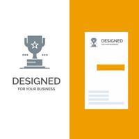 Cup Trophy Prize Achievement Grey Logo Design and Business Card Template vector