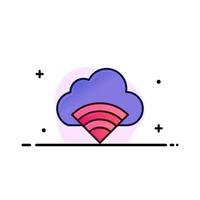 Cloud Connection Wifi Signal Business Logo Template Flat Color vector