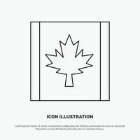 Canada Flag Leaf Line Icon Vector