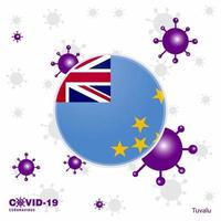 reza por tuvalu covid19 coronavirus tipografía bandera quédate en casa mantente saludable cuida tu propia salud vector