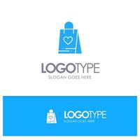 Shopping Love Gift Bag Blue Logo vector