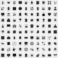 Set of 100 Universal Solid Icons vector