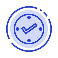 Open Tick Approved Check Blue Dotted Line Line Icon vector