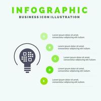 Data Insight Light Bulb Solid Icon Infographics 5 Steps Presentation Background vector