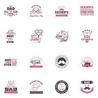 Happy fathers day 16 Black and Pink Typography Fathers day background design Fathers day greeting card Editable Vector Design Elements