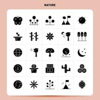 conjunto de iconos de naturaleza sólida 25 diseño de estilo de glifo vectorial conjunto de iconos negros diseño de ideas de negocios web y móvil ilustración vectorial vector