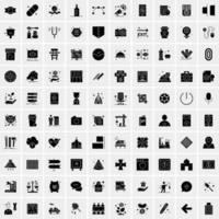 Set of 100 Universal Solid Icons vector