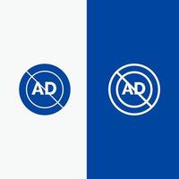 Ad Ad block Advertisement Advertising Block Line and Glyph Solid icon Blue banner Line and Glyph Solid icon Blue banner vector