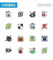 conjunto de iconos covid19 para el paquete de líneas llenas de color plano infográfico 16, como la donación de enfermedades con vista de epidemia de dumbbell, coronavirus viral 2019nov, elementos de diseño de vectores de enfermedades