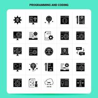 sólido 25 conjunto de iconos de programación y codificación diseño de estilo de glifo vectorial conjunto de iconos negros diseño de ideas de negocios web y móvil ilustración vectorial vector